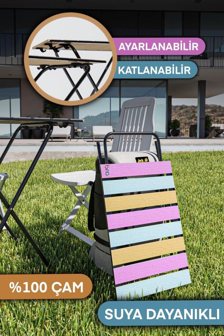 Katlanır Kamp Masası Yükseklik Ayarlı Ahşap Piknik Masası Balkon Masası Mutfak Masası Renkli