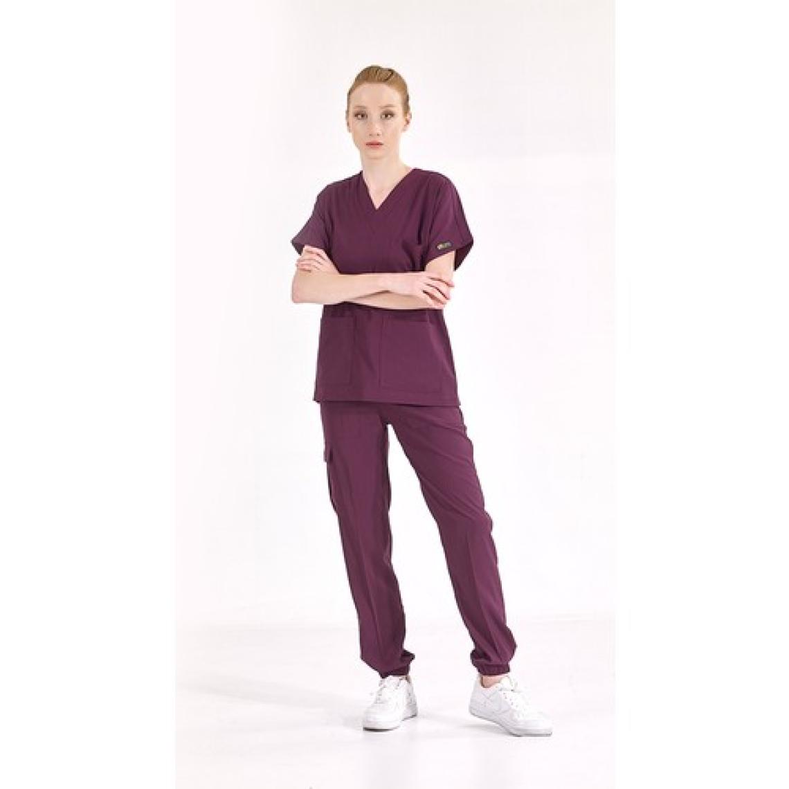 Çizgi Medikal Jogger Lüks Kaliteli Likralı Doktor Hemşire Forması Scrubs Mürdüm