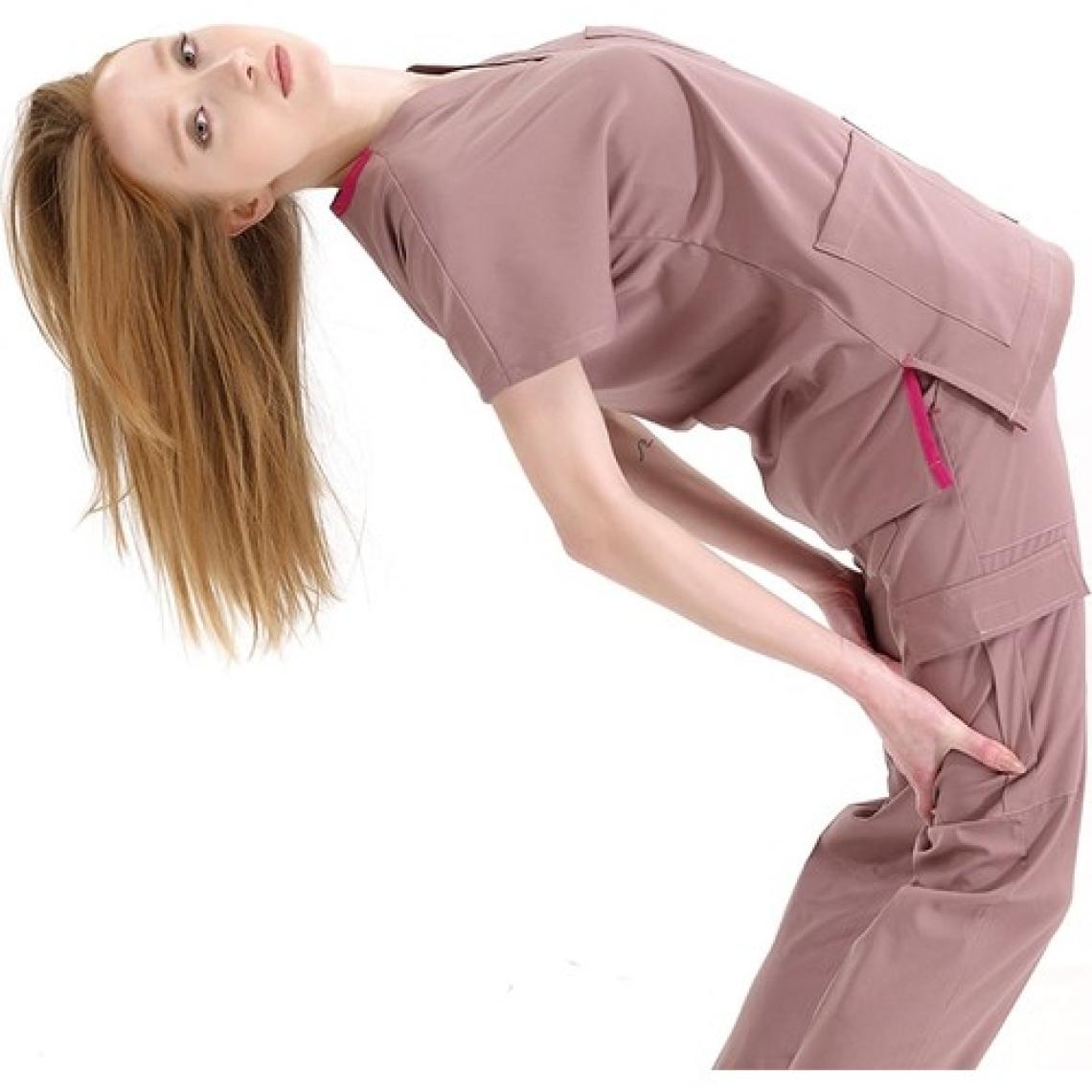 Çizgi Medikal Jogger Lüks Kaliteli Likralı Doktor Hemşire Forması Scrubs Gül Kurusu