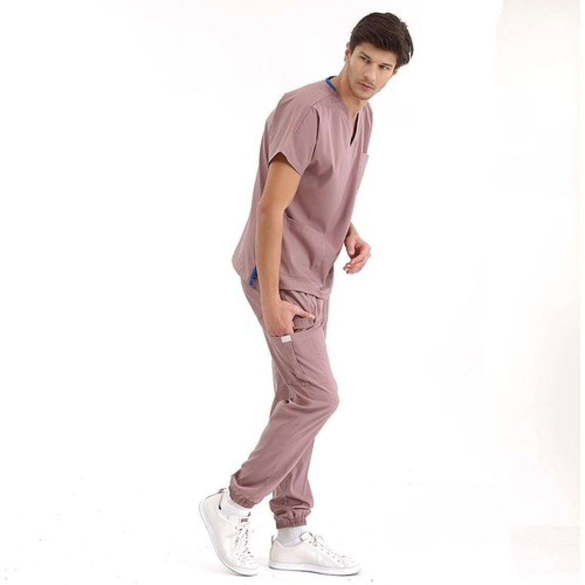 Çizgi Medikal Jogger Lüks Kaliteli Likralı Doktor Hemşire Forması Scrubs Gül Kurusu