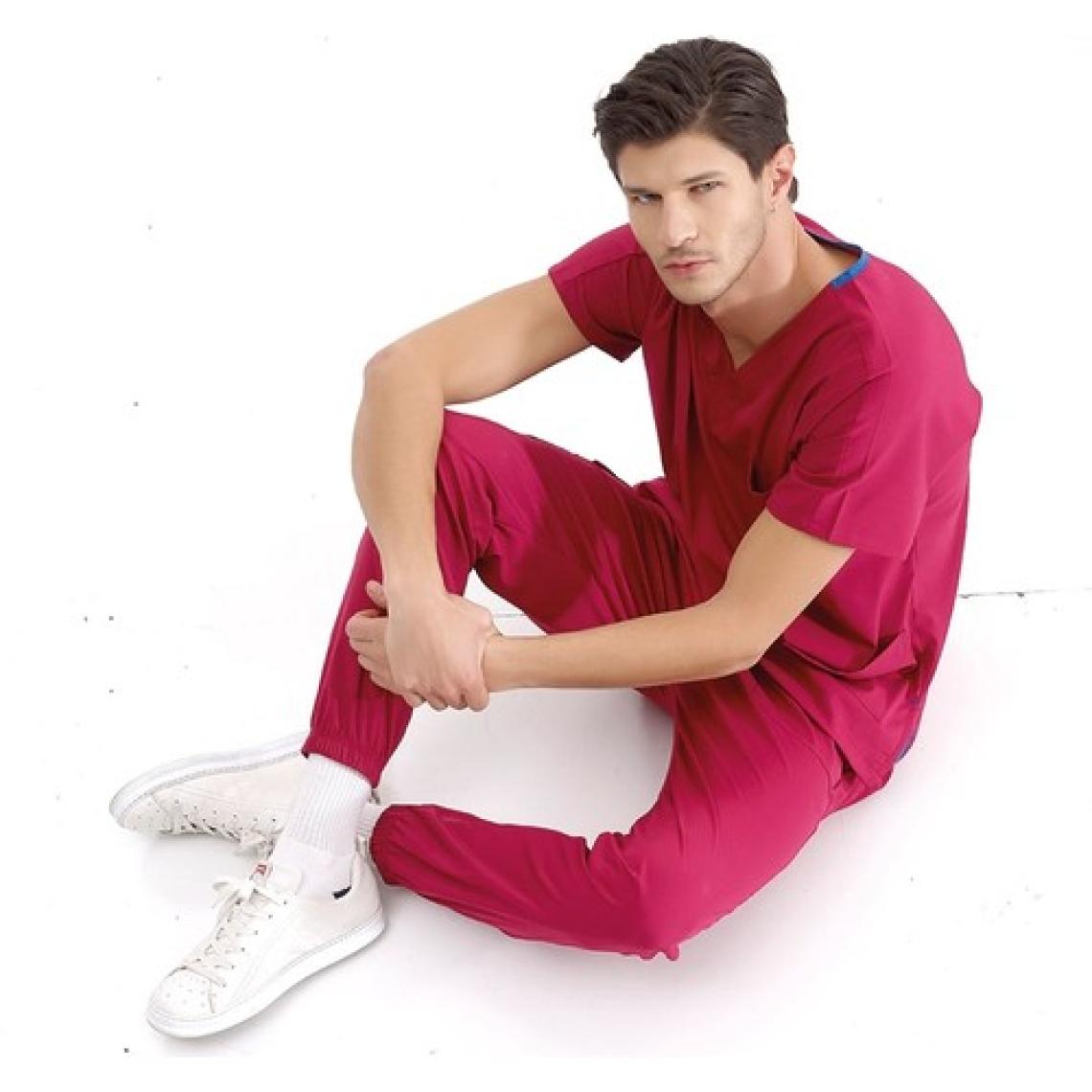 Çizgi Medikal Jogger Lüks Kaliteli Likralı Doktor Hemşire Forması Scrubs Vişne