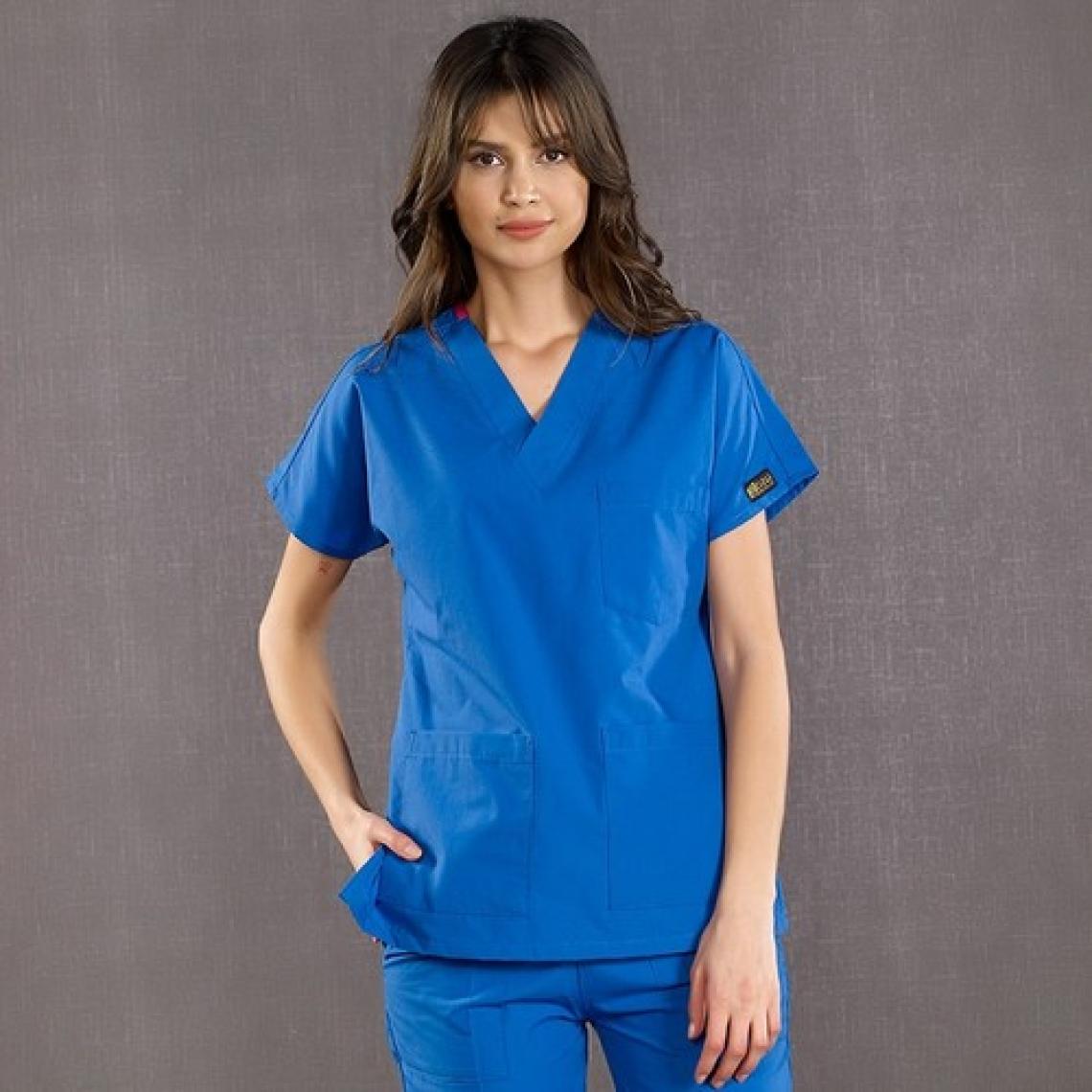 Çizgi Medikal Saks Mavisi Doktor Hemşire Forması Medikal Forma Cerrahi Takım Ince Kumaş