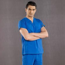 Çizgi Medikal Saks Mavisi Doktor Hemşire Forması Medikal Forma Cerrahi Takım Ince Kumaş