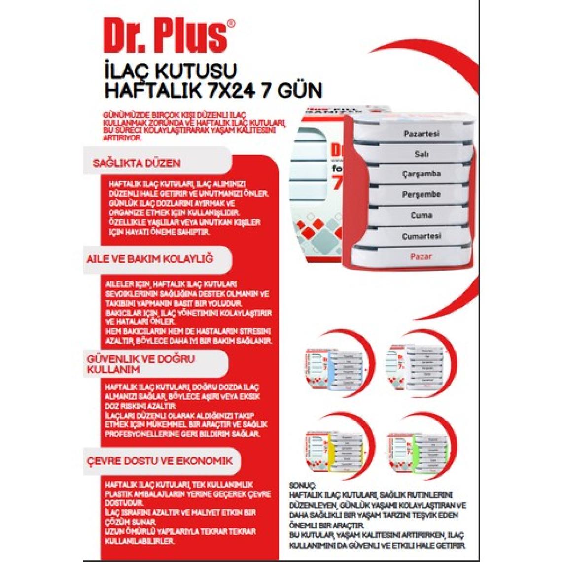 Dr. Plus Haftalık Ilaç Hap Saklama ve Zamanlama Kutusu RENK:KARIŞIK