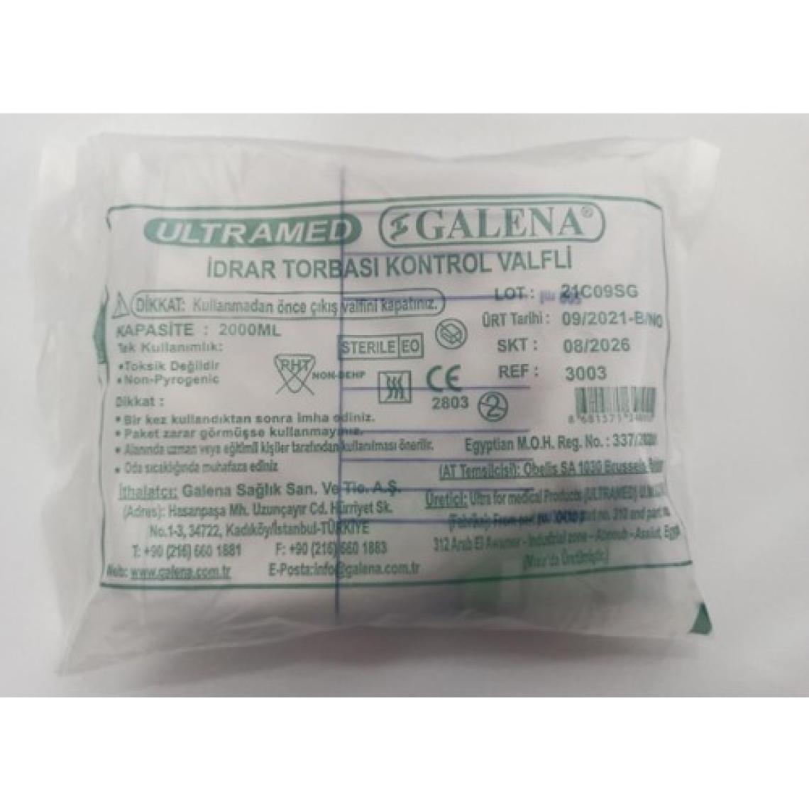 Galena Idrar Torbası Steril Kontrol Valfli Musluklu - 10 Adet