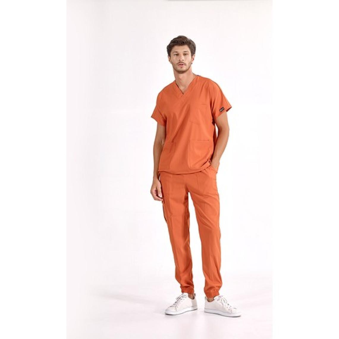 Çizgi Medikal Jogger Lüks Kaliteli Likralı Doktor Hemşire Forması Scrubs Kiremit