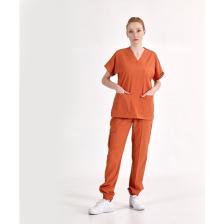 Çizgi Medikal Jogger Lüks Kaliteli Likralı Doktor Hemşire Forması Scrubs Kiremit