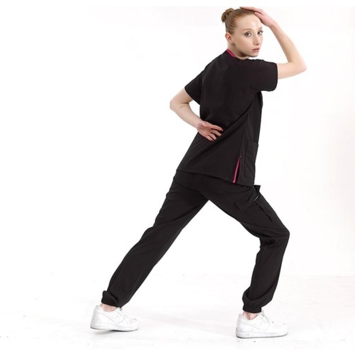 Çizgi Medikal Jogger Lüks Kaliteli Likralı Doktor Hemşire Forması Scrubs Siyah