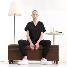 Çizgi Medikal Jogger Lüks Kaliteli Likralı Doktor Hemşire Forması Scrubs Siyah