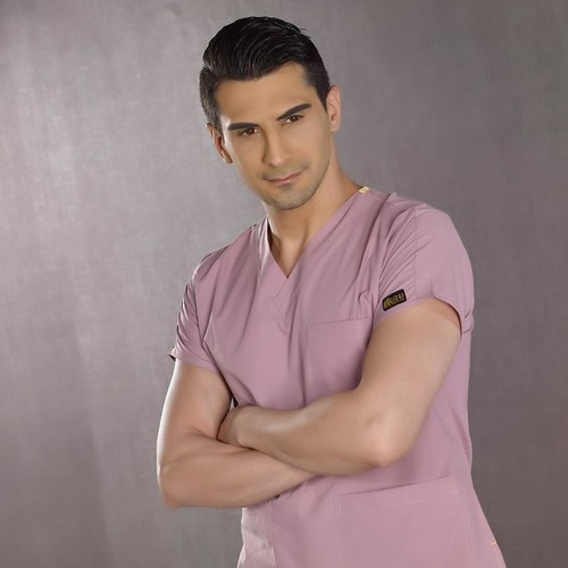 Çizgi Medikal Gül Kurusu Doktor Hemşire Forması Medikal Forma Cerrahi Takım Ince Kumaş