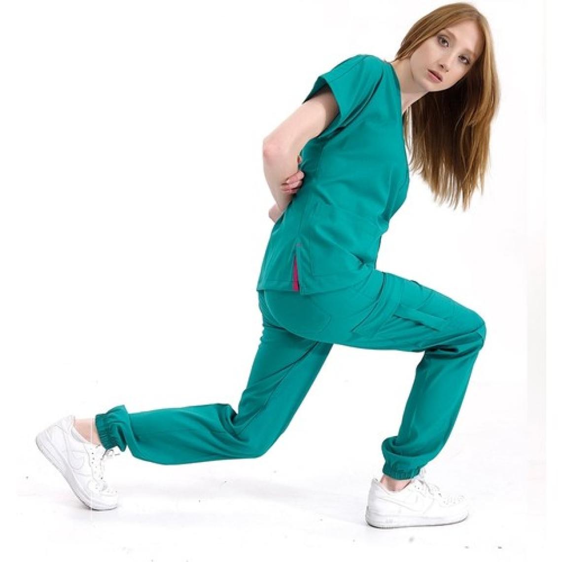 Çizgi Medikal Jogger Lüks Kaliteli Likralı Doktor Hemşire Forması Scrubs Ameliyathane Yeşili