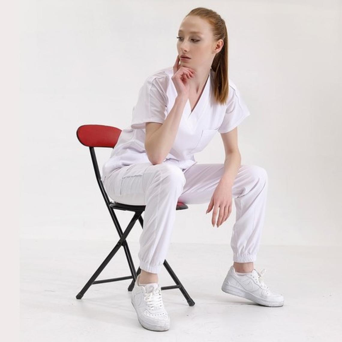 Çizgi Medikal Jogger Lüks Kaliteli Likralı Doktor Hemşire Forması Scrubs Beyaz