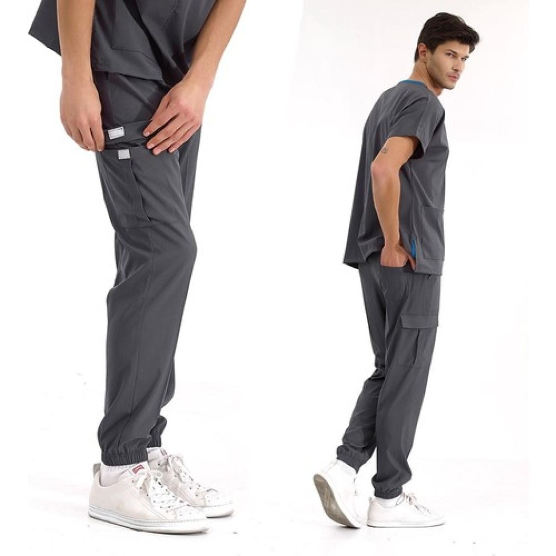 Çizgi Medikal Jogger Lüks Kaliteli Likralı Doktor Hemşire Forması Scrubs Füme