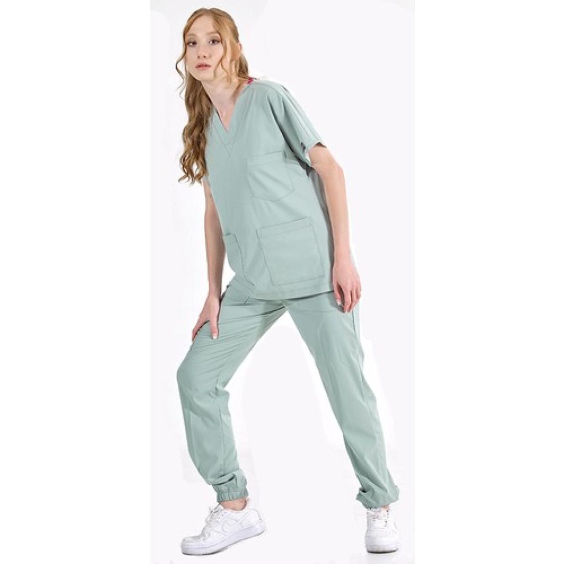 Çizgi Medikal Jogger Lüks Kaliteli Likralı Doktor Hemşire Forması Scrubs Mint Yeşili