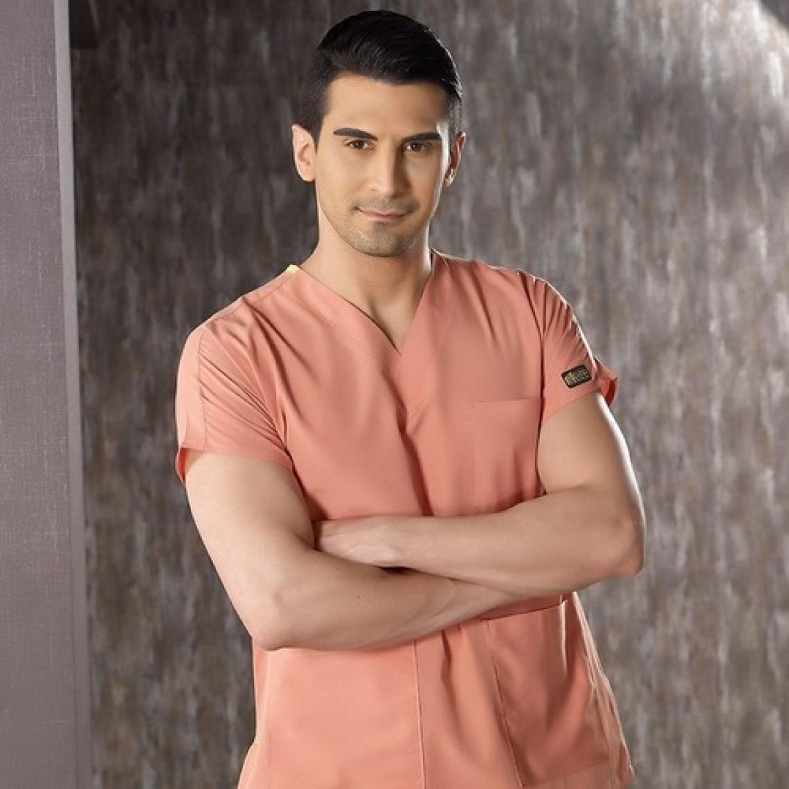 Çizgi Medikal Somon Doktor Hemşire Forması Medikal Forma Cerrahi Takım Ince Kumaş