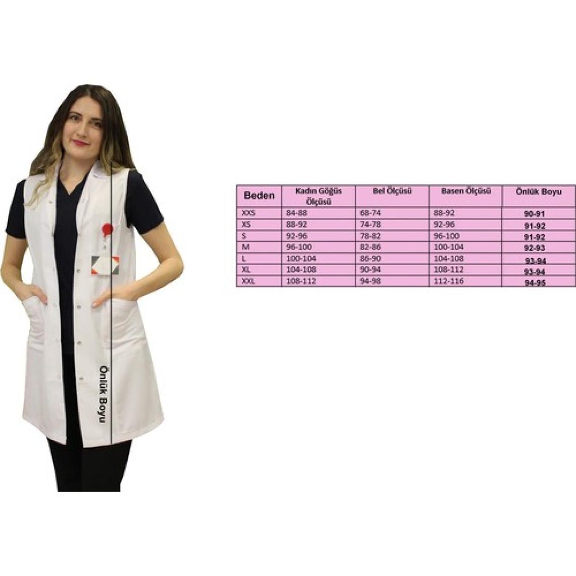 Gömlek Yaka Kadın Diz Üstü Boy - Kolsuz Doktor Önlüğü , Öğretmen Laboratuvar , Hastane Beyaz Önlük
