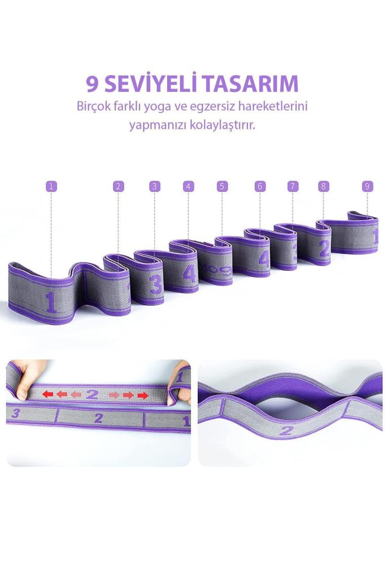 Trendpoint 9 Farklı Seviyeli Direnç Bandı Spor Egzersiz Aerobik Pilates Squat Lastiği Fitness Yoga