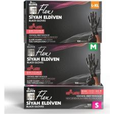 Reflex Flex Tek Kullanımlık Pudrasız Tpe Eldiven 100'LÜ L-Xl-Siyah