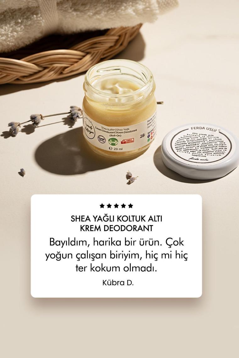 %100 Doğal Florayı Destekleyici Krem Deodorant - Shea, Kakao Hindistan Cevizi Yağı 29 ml