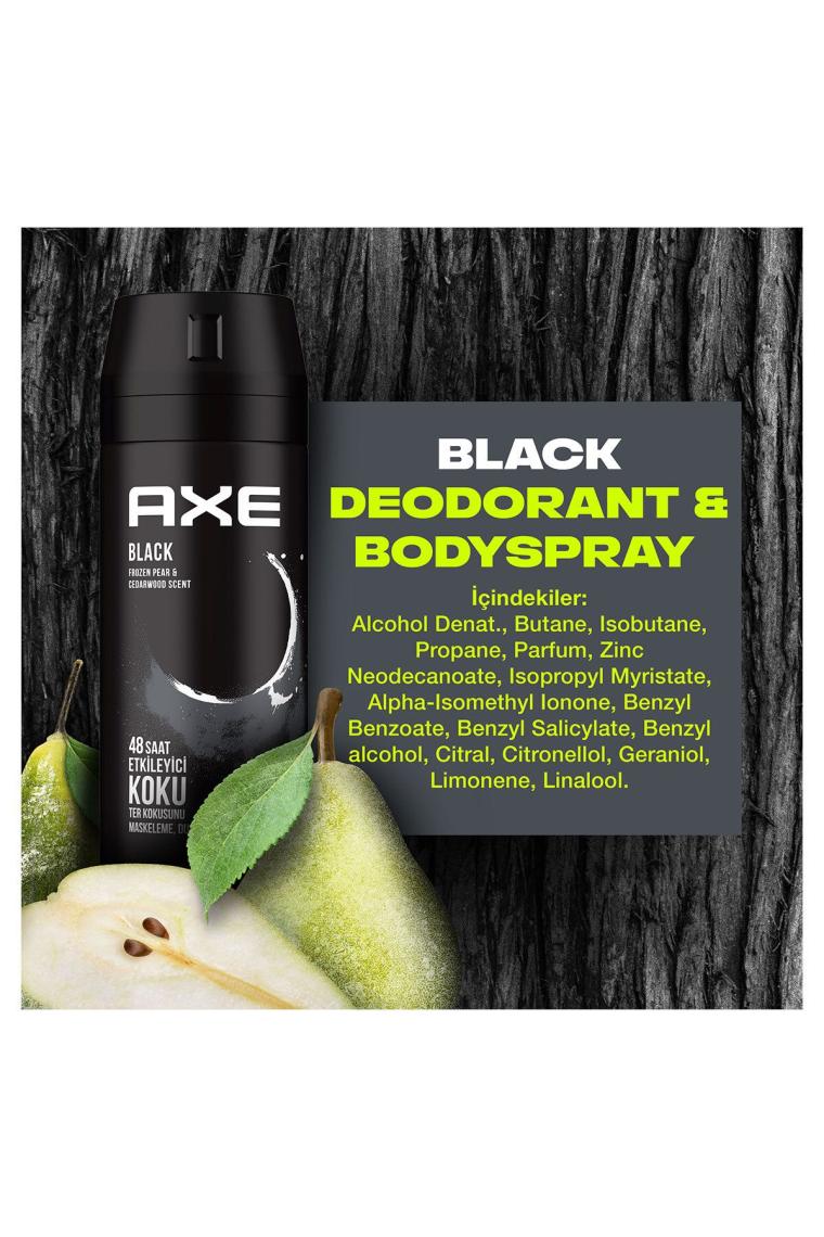 Erkek Deodorant & Bodyspray Black 48 Saat Etkileyici Koku Vücut Spreyi 150 ml X3 Adet