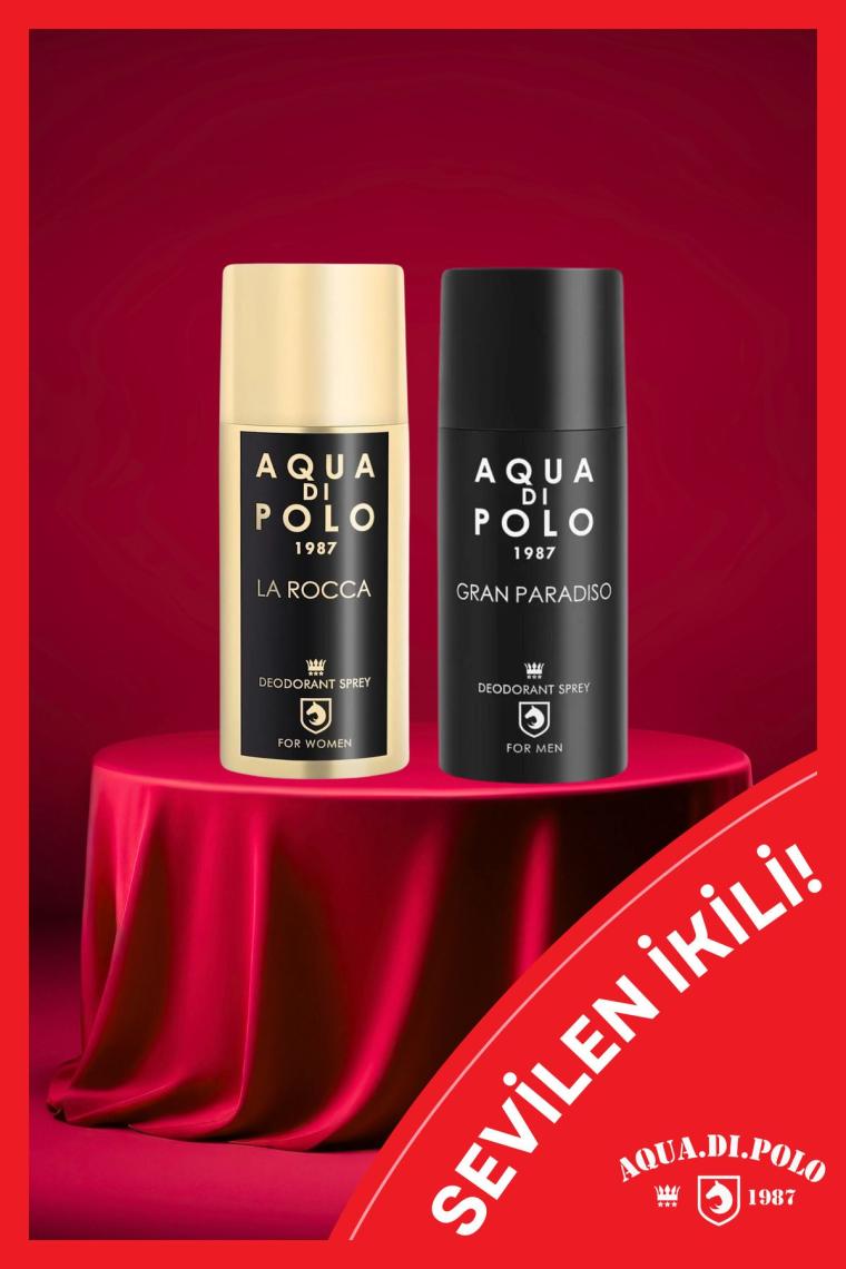 Aqua Di Polo 2'li Parfümlü Deodorant Seti Kadın Ve Erkek 300 Ml Stcc000901