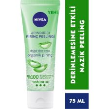 NIVEA Arındırıcı Organik Pirinç Peeling 75 ml; Karma Ciltler; Aloe Vera ile Yüz Bakım; Cildi Arındırır; Etkili Yüz Temizleme