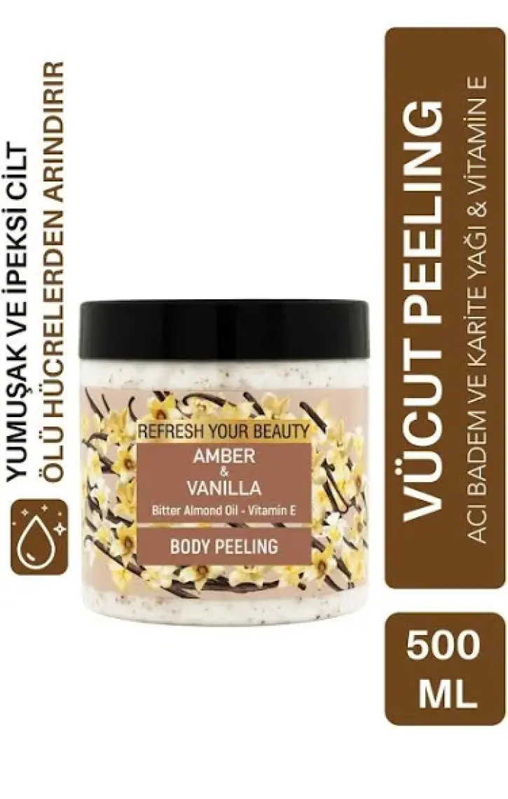 Vücut Peelingi - Sıcak Vanilya Ve Amber Zenginliği, Acı Badem Yağı Ve E Vitamini Içerir, 500ml