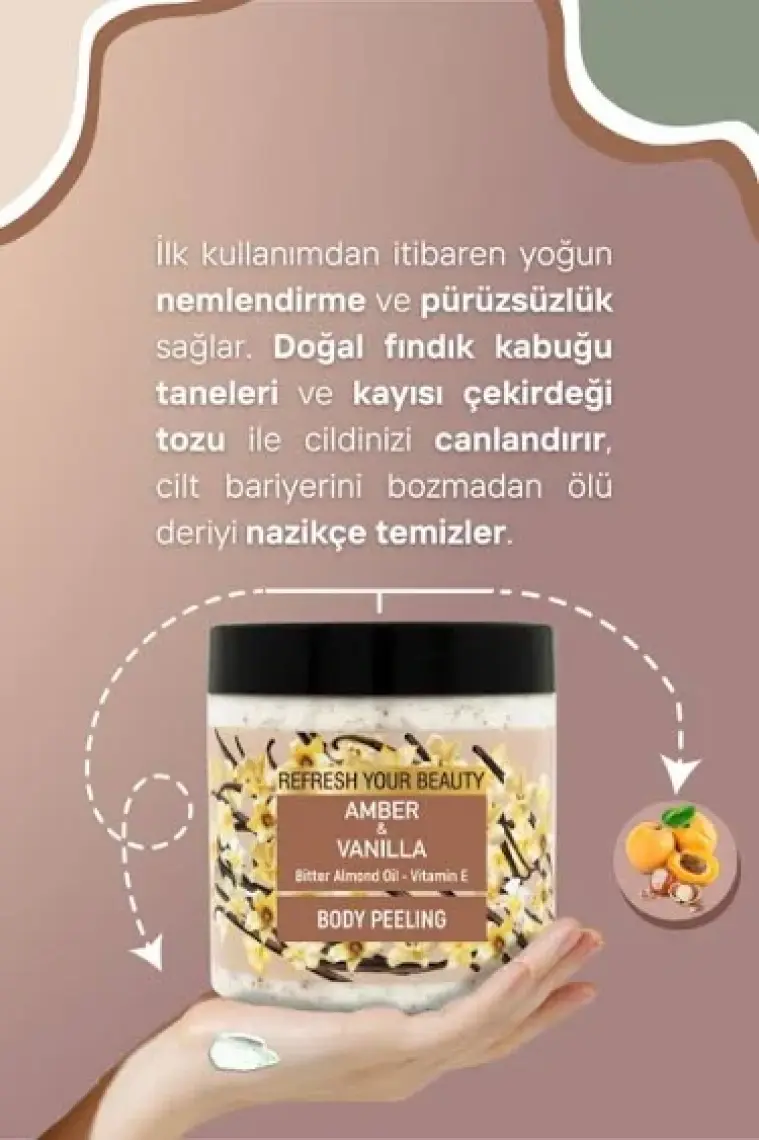 Vücut Peelingi - Sıcak Vanilya Ve Amber Zenginliği, Acı Badem Yağı Ve E Vitamini Içerir, 500ml