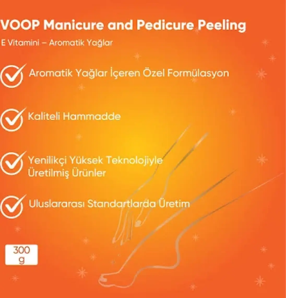 Voop Manikür Pedikür Peeling - 300gr El, Ayak ve Tırnak Bakımı İçin Onarıcı ve Besleyici Peeling