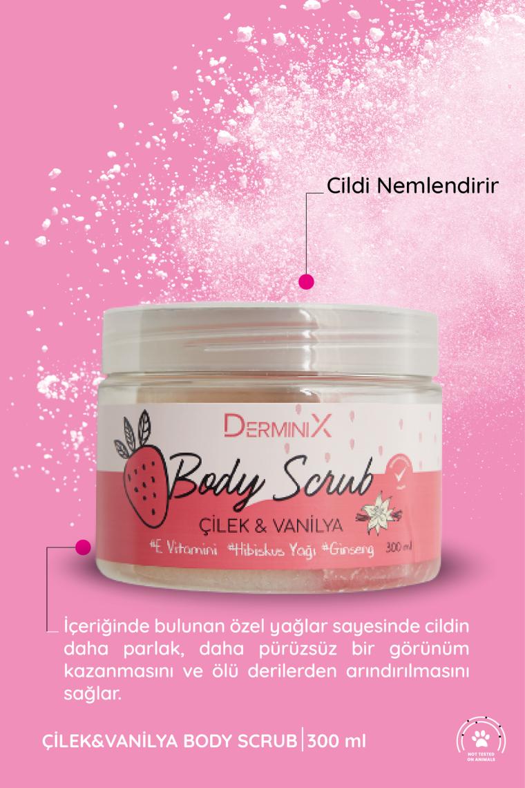 Vücut Peelingi Body Scrub Çilek Vanilya 300 Ml Besleyici, Arındırıcı, Nemlendirici