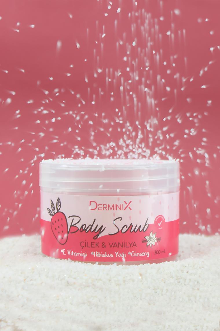 Vücut Peelingi Body Scrub Çilek Vanilya 300 Ml Besleyici, Arındırıcı, Nemlendirici