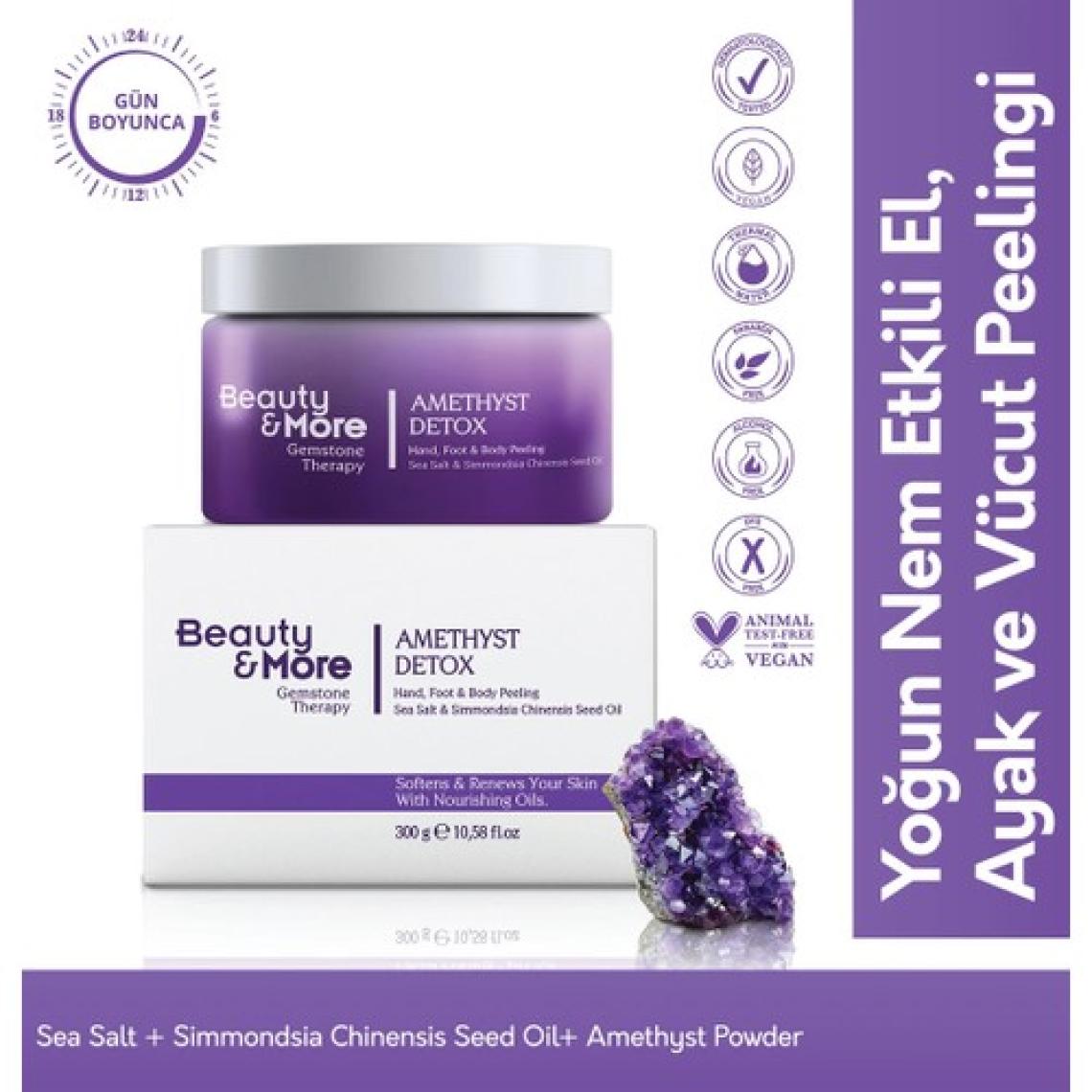 Beauty&More Ametist Detox El, Ayak ve Vücüt Peelingi 300 G 
Sea Salt + Simmondsia Chinensis Seed Oil+ Ametist Powder