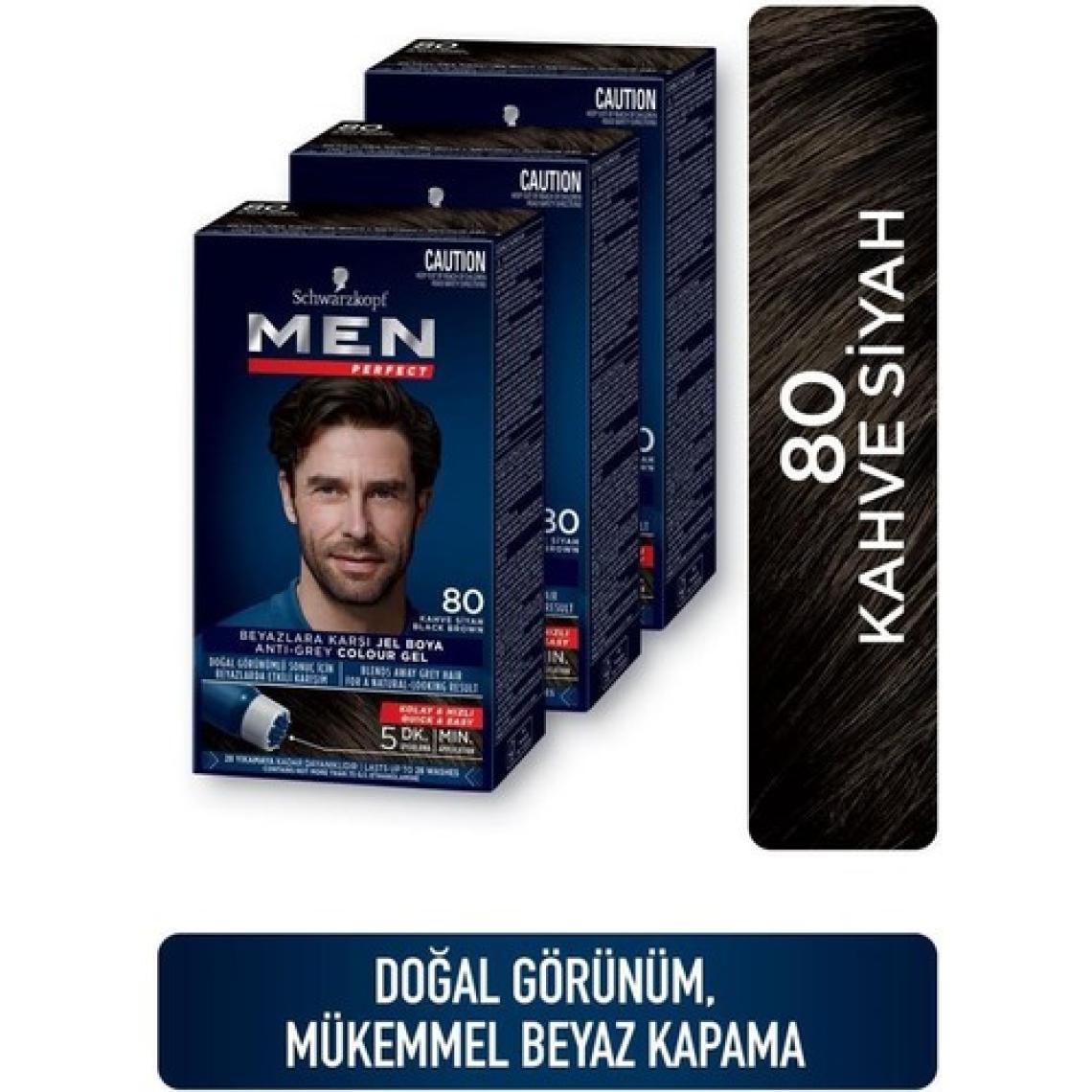 Men Perfect Saç Boyası 80 - Kave Siyah X 3 Adet