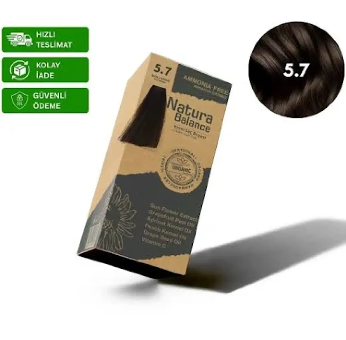 Natura Balance Organik Krem Saç Boyası 5.7 Buzlu Kahve 60 ml