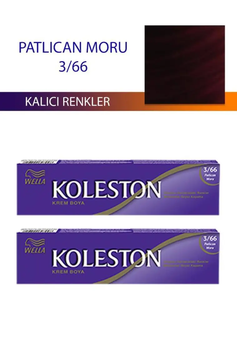 Wella Koleston 2 Adet Single Tüp Boya Saç Boyası Patlıcan Moru 3/66
