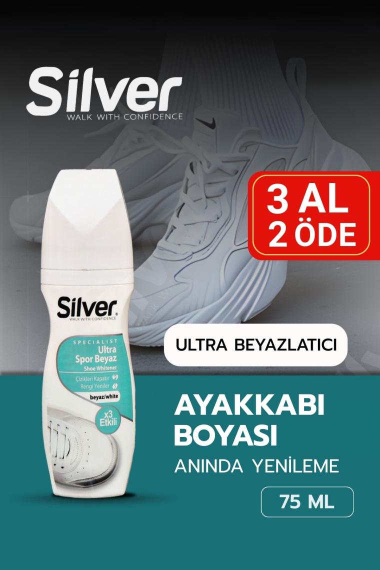 Silver X3 Etkili Güçlendirilmiş Ultra Beyaz Spor Bez ve Kumaş Likit Ayakkabı Boyası 75 ml