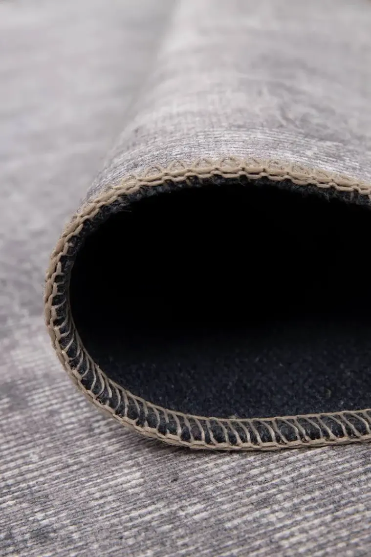 Artloop Folk Patchwork Desenli Dokuma Taban Dekoratif Gri Halı (Ba 36)