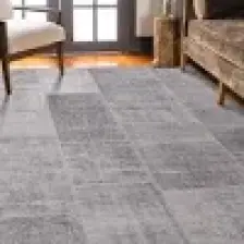 Artloop Folk Patchwork Desenli Dokuma Taban Dekoratif Gri Halı (Ba 36)