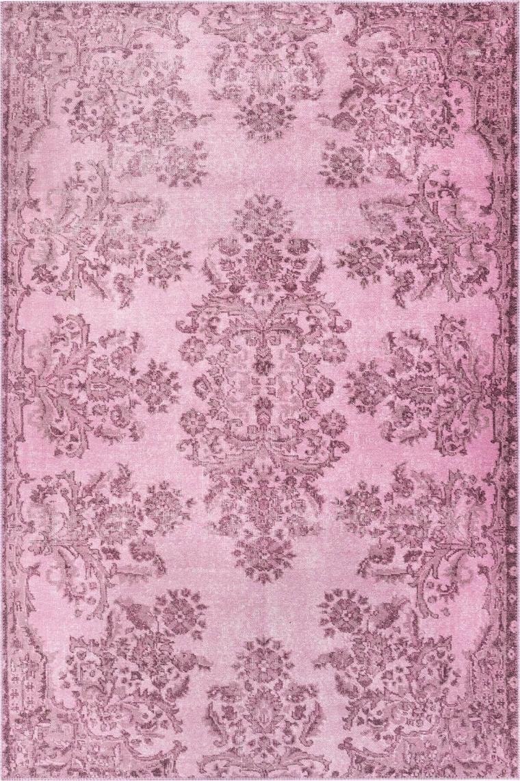 Artloop Folk Vintage Desenli Dokuma Taban Dekoratif Pembe Halı (Ba 02)