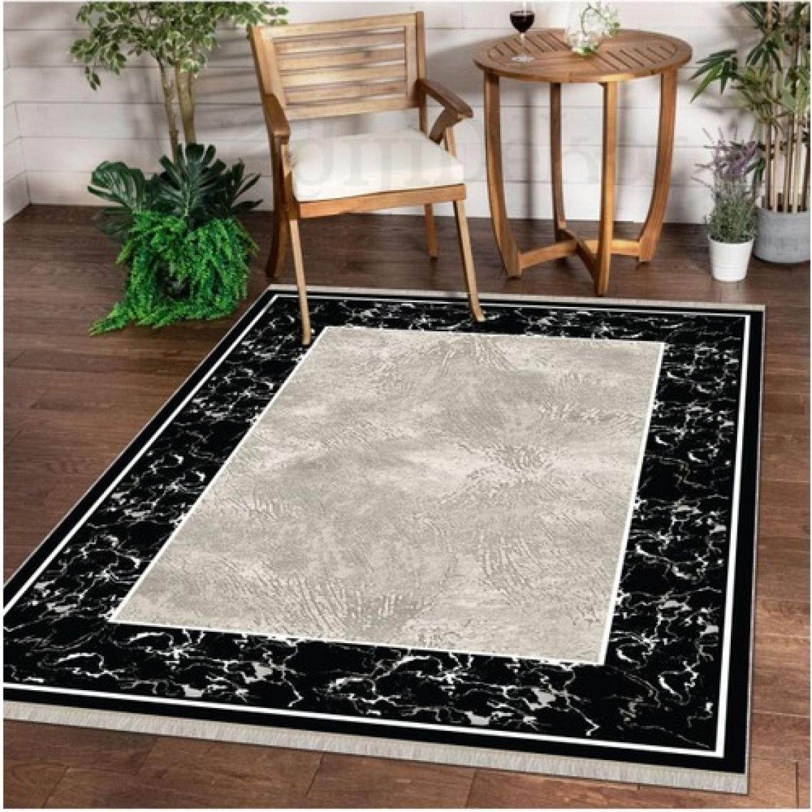 Dijidekor Halı Siyah  K0560 Yıkanabilir Saçaklı Kesme Ince Yolluk Kilim Salon Halısı Modelleri