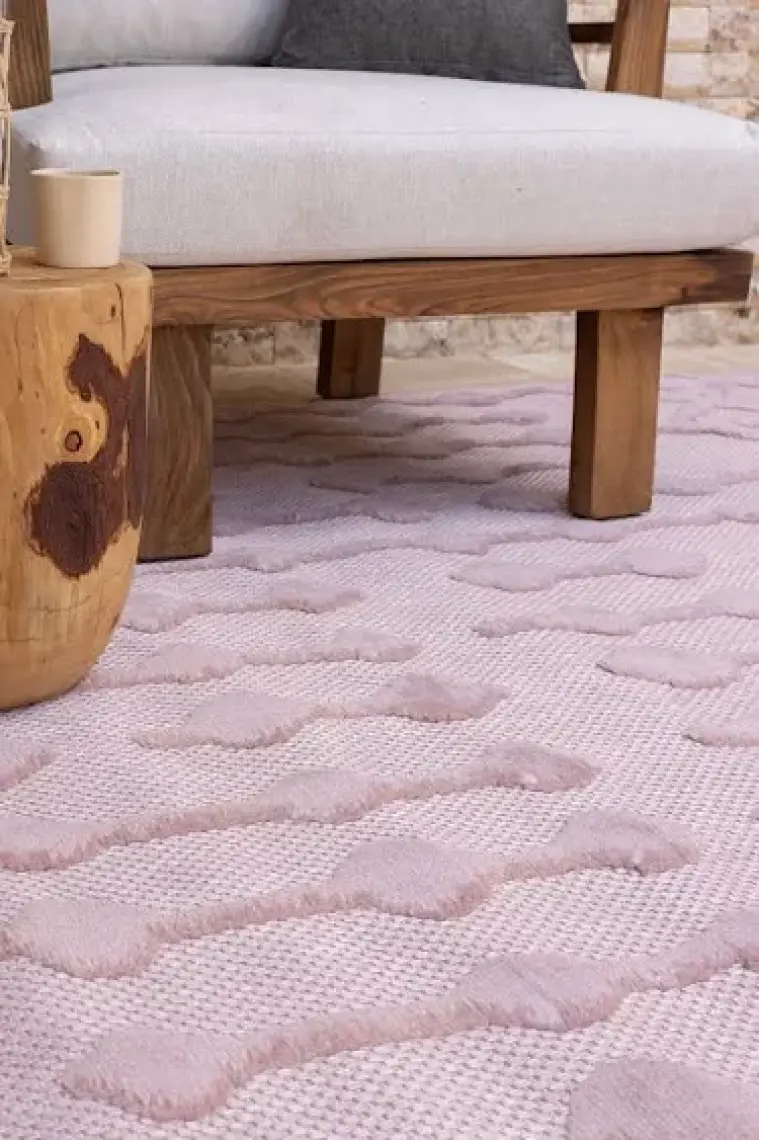 Silva Pembe Halı Yıkanabilir Halı Balkon Halısı Oturma Odası Koridor Yatak Odası Halısı 58388A