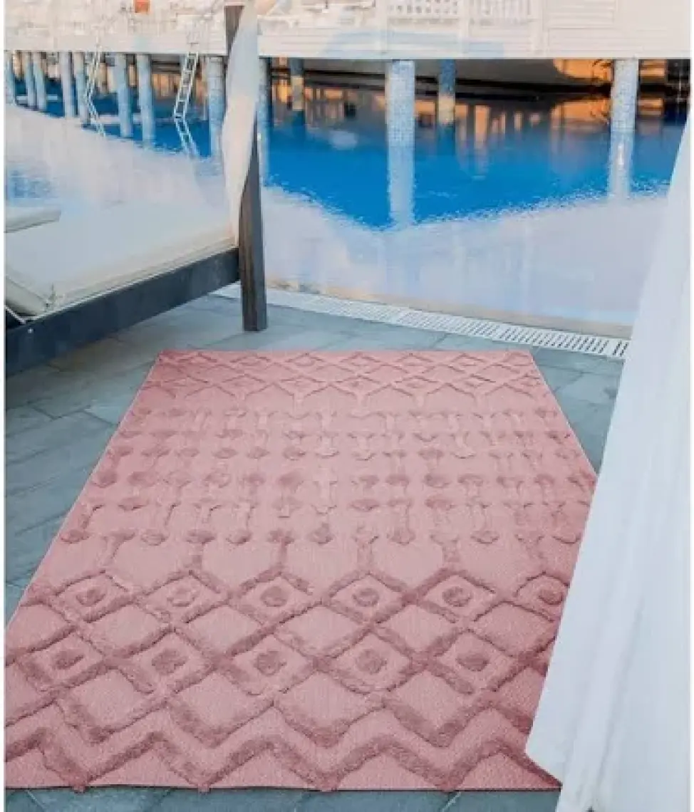 Silva Pembe Halı Yıkanabilir Halı Balkon Halısı Oturma Odası Koridor Yatak Odası Halısı 58388A