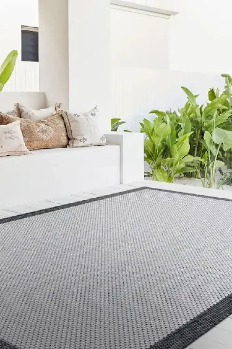 Fresco Ekru Siyah İskandinav Jüt Yıkanabilir Halı Kilim Balkon Teras Mutfak Salon Koridor Halısı 23745A