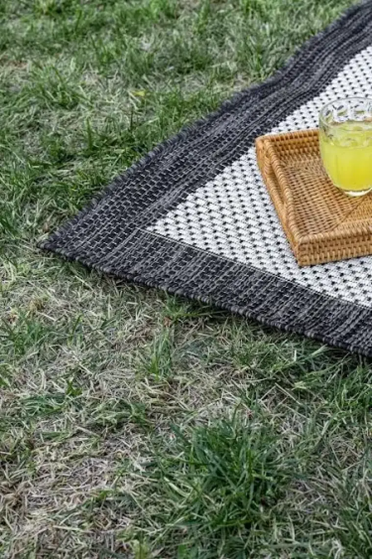 Fresco Ekru Siyah İskandinav Jüt Yıkanabilir Halı Kilim Balkon Teras Mutfak Salon Koridor Halısı 23745A