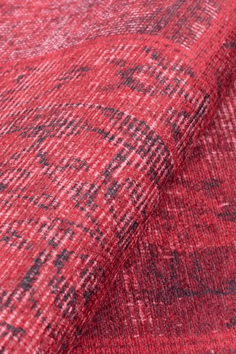 Artloop Patchwork Desenli Salon Halısı, Jazz Şönil |Pamuk-Polyester| Kırmızı Halı Al 164