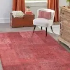 Artloop Patchwork Desenli Salon Halısı, Jazz Şönil |Pamuk-Polyester| Kırmızı Halı Al 164