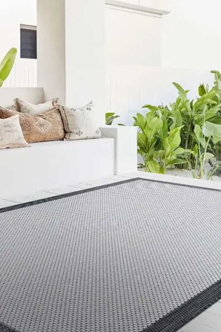 Koza Halı Fresco Ekru Siyah Iskandinav Jüt Yıkanabilir Halı Kilim Balkon Teras Mutfak Salon Koridor Halısı 23745A