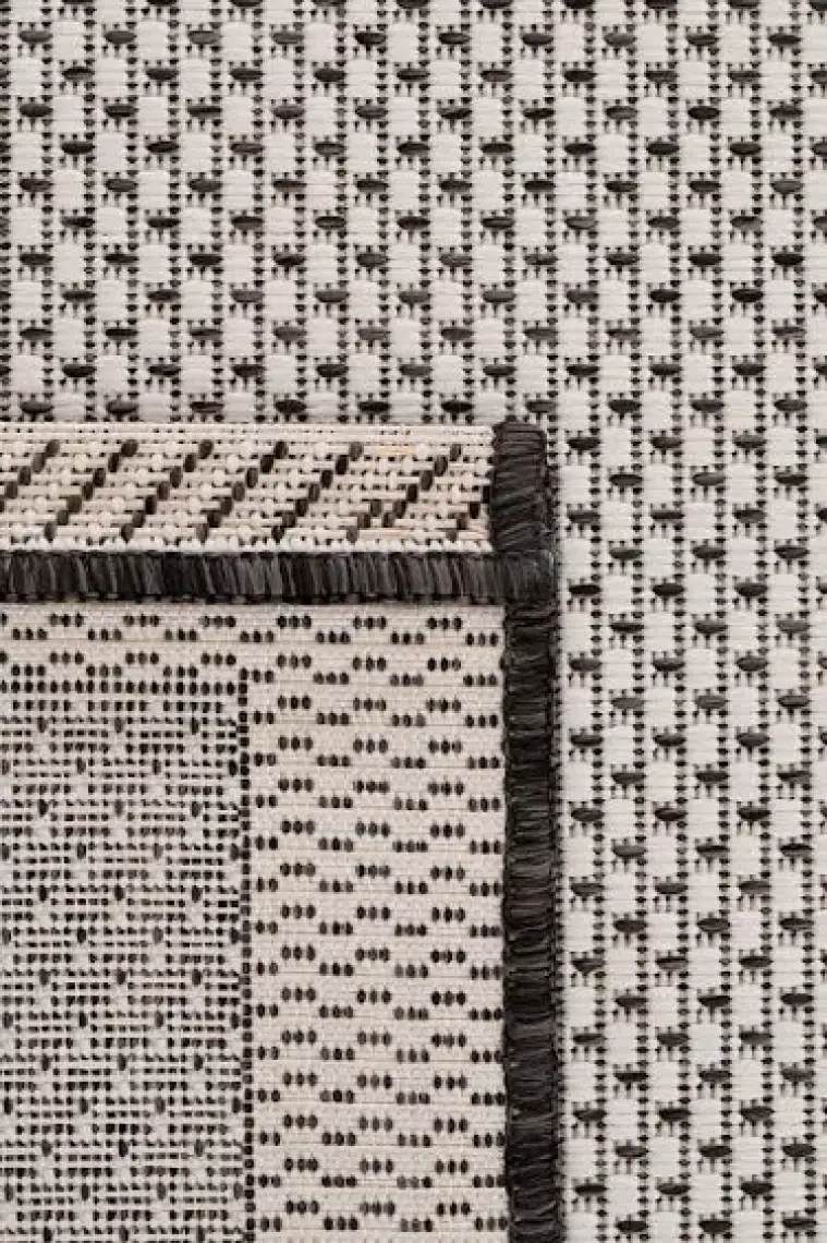 Koza Halı Fresco Ekru Siyah Iskandinav Jüt Yıkanabilir Halı Kilim Balkon Teras Mutfak Salon Koridor Halısı 23745A