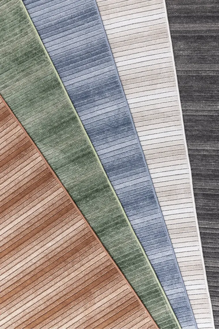 Koza Halı Stripe Yeşil Kilim Kaymaz Taban Salon Oturma Odası Antre Halısı 33011A