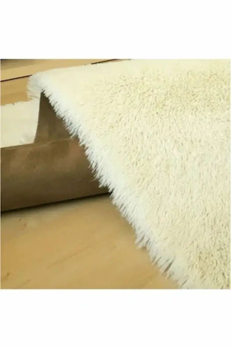 Tappeto Tavşan Tüyü Post Peluş Yıkanabilir Kaymaz Taban Halı  Krem